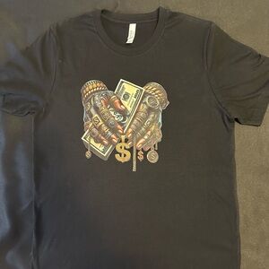 Stylish Black Graphic Tee with Money Motif
